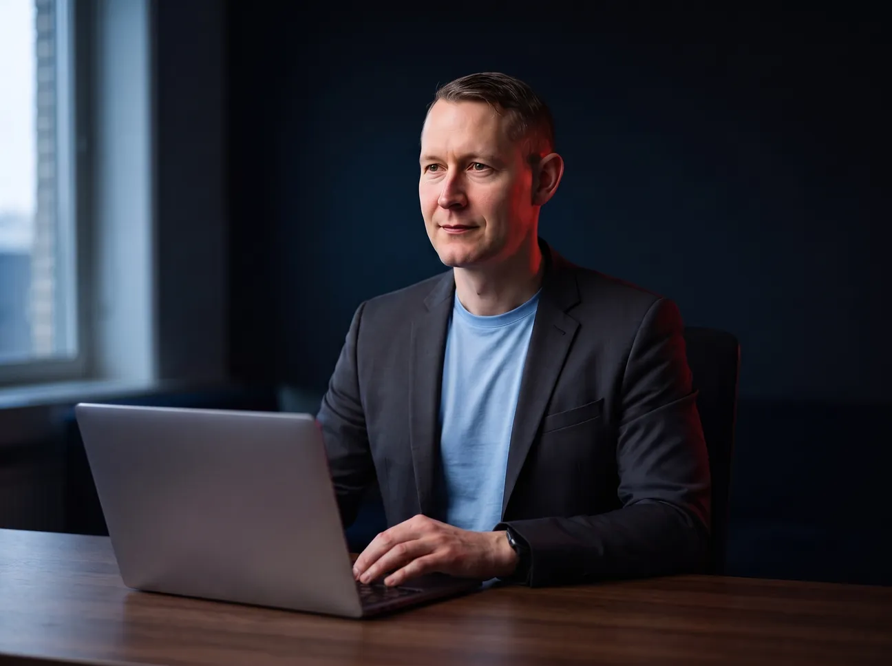 Johan working at his desk